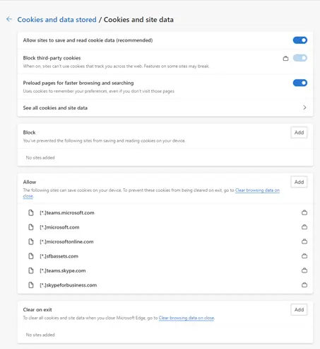 Manage and delete cookies and site data